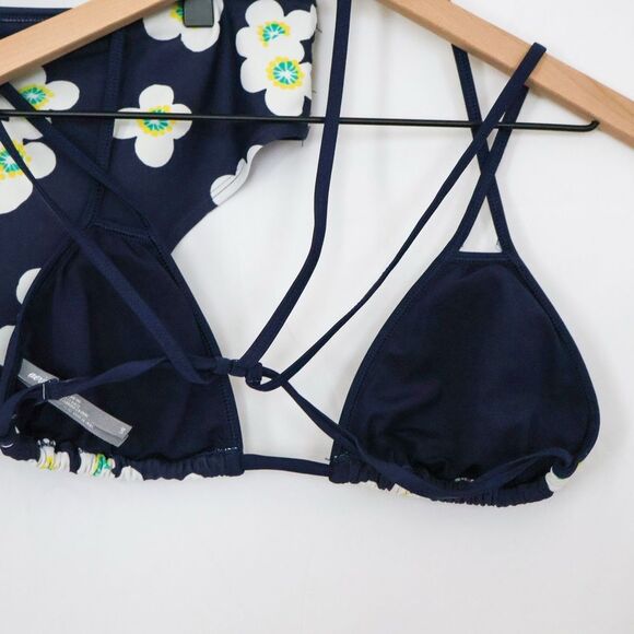 Aerie Navy and White Daisy Strappy Triangle Bikini L/XL - Picture 8 of 10